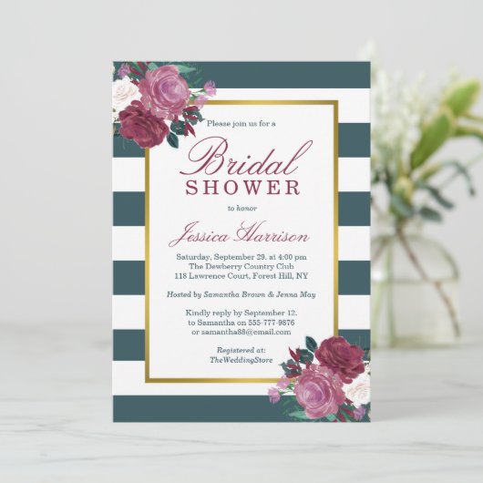 Trendy Stripes Floral Vrijgezellenfeest Kaart (Staand voorkant)