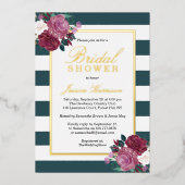 Trendy Stripes Floral Vrijgezellenfeest Real Folie Uitnodiging (Voorkant)