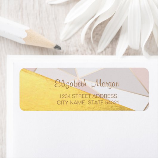 Trendy Stripes, Gold Address Label (Insitu)