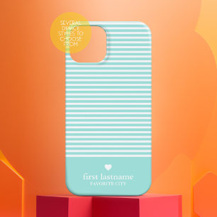 Trendy Stripes met Upscale Heart Monogram Case-Mate iPhone Case