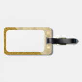 Trendy Stripes Monogram Gold Glitter Foto afdrukke Bagagelabel (Achterkant horizontaal)