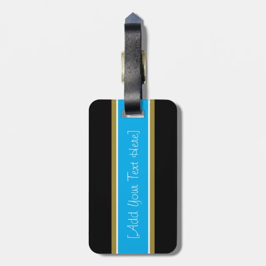 Trendy Strips Bagagelabel met lederen riem (Achterkant verticaal)