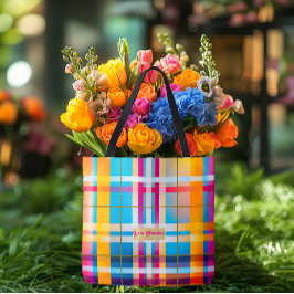 Trendy Stunning Multi-Kleur Schotse Ruit Zomer Wex Tote Bag