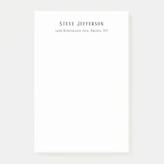 Trendy Style Elegant Minimalist Plain Black White Post-it® Notes (Voorkant)
