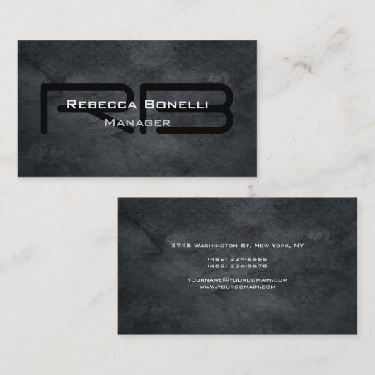 Trendy Style Gray Monogram Minimalist Plain Simple Visitekaartje (Voorkant / Achterkant)