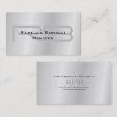 Trendy Style Gray Monogram Minimalist Plain Simple Visitekaartje (Voorkant / Achterkant)