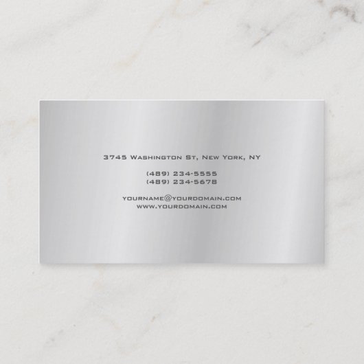 Trendy Style Gray Monogram Minimalist Plain Simple Visitekaartje (Achterkant)