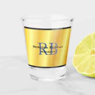 Trendy Style Monogram Minimalist Plain Gold Color Shot Glas