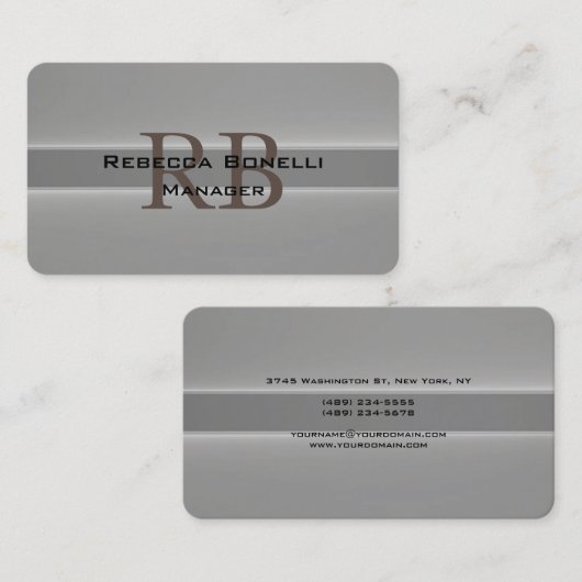 Trendy Style Monogram Minimalist Plain Simple Visitekaartje (Voorkant / Achterkant)