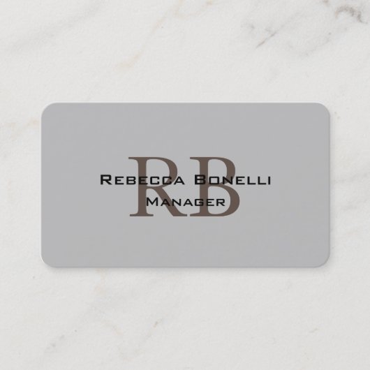 Trendy Style Monogram Minimalist Plain Simple Visitekaartje (Voorkant)