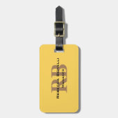 Trendy Style Monogram Minimalistische Plain Yellow Bagagelabel (Voorkant verticaal)