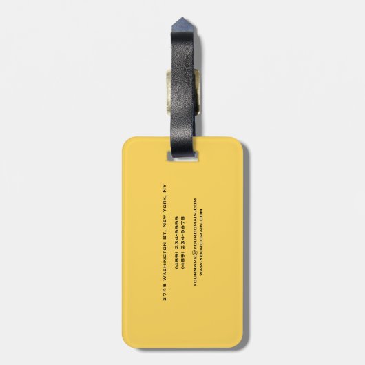 Trendy Style Monogram Minimalistische Plain Yellow Bagagelabel (Achterkant verticaal)