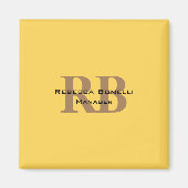 Trendy Style Monogram Minimalistische Plain Yellow Magneet (Voorkant)