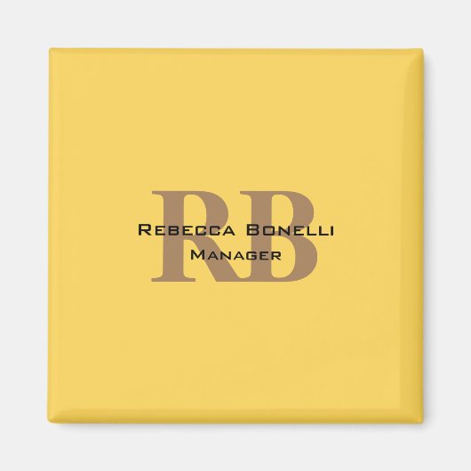 Trendy Style Monogram Minimalistische Plain Yellow Magneet (Voorkant)