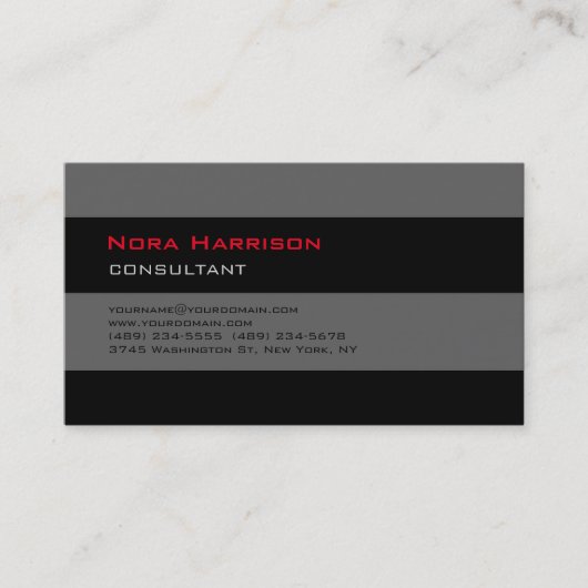 Trendy Stylish Black Grey Professional Consultant Visitekaartje (Voorkant)