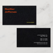 Trendy Stylish Black Modern Plain Minimalist Visitekaartje (Voorkant / Achterkant)