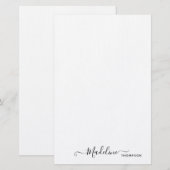 Trendy Stylish Black Script Typography Stationery Briefpapier (Voorkant / Achterkant)