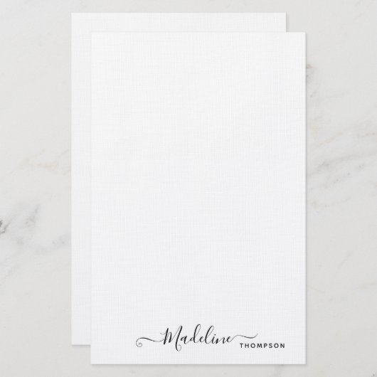 Trendy Stylish Black Script Typography Stationery Briefpapier (Voorkant / Achterkant)