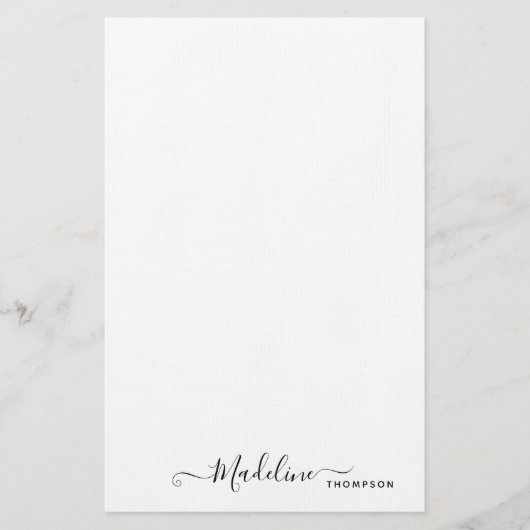 Trendy Stylish Black Script Typography Stationery Briefpapier (Voorkant)