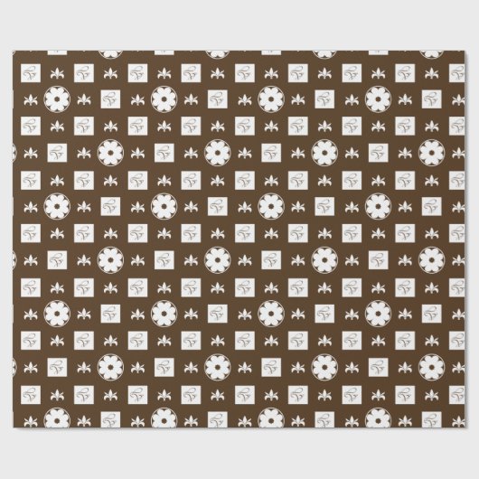 Trendy Stylish Brown and White Checkered Pattern Cadeaupapier (Vlak)