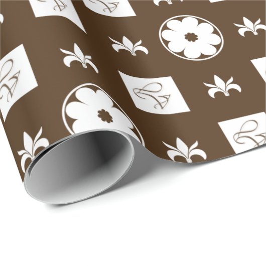 Trendy Stylish Brown and White Checkered Pattern Cadeaupapier (Rol Hoek)
