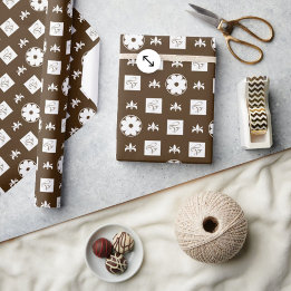 Trendy Stylish Brown and White Checkered Pattern Cadeaupapier