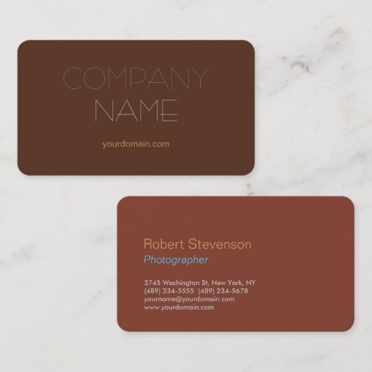 Trendy Stylish Brown Company Name Visitekaartje (Voorkant / Achterkant)
