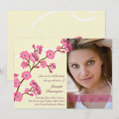 Trendy stylish cherry blossom afstuderen kaart (Voorkant / Achterkant)