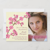 Trendy stylish cherry blossom afstuderen kaart (Voorkant)