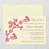 Trendy stylish cherry blossom graduparty kaart (Voorkant / Achterkant)