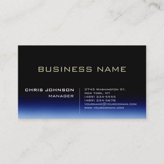 Trendy Stylish Dark Blue Manager Visitekaartje (Voorkant)