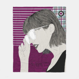 Trendy Stylish Girl Chic Paarse Collage Love Heart Fleece Deken