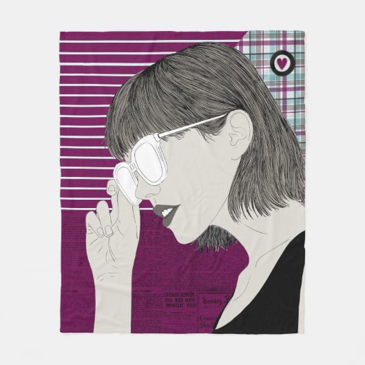 Trendy Stylish Girl Chic Paarse Collage Love Heart Fleece Deken (Voorkant)