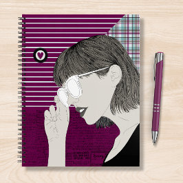 Trendy Stylish Girl Chic Paarse Collage Love Heart Notitieboek