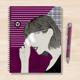 Trendy Stylish Girl Chic Paarse Collage Love Heart Notitieboek