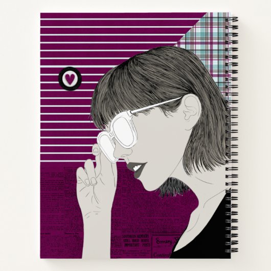 Trendy Stylish Girl Chic Paarse Collage Love Heart Notitieboek (Achterkant)