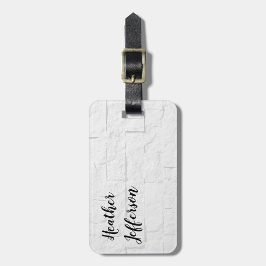 Trendy Stylish Gray Minimalist Plain Walll Bricks Bagagelabel (Voorkant verticaal)