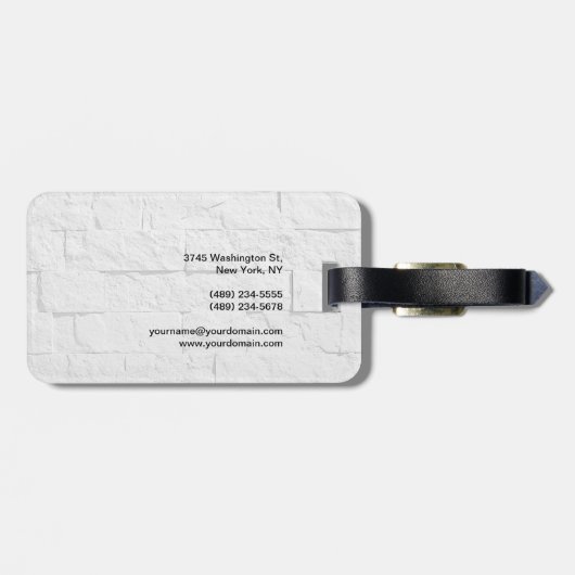 Trendy Stylish Gray Minimalist Plain Walll Bricks Bagagelabel (Achterkant horizontaal)