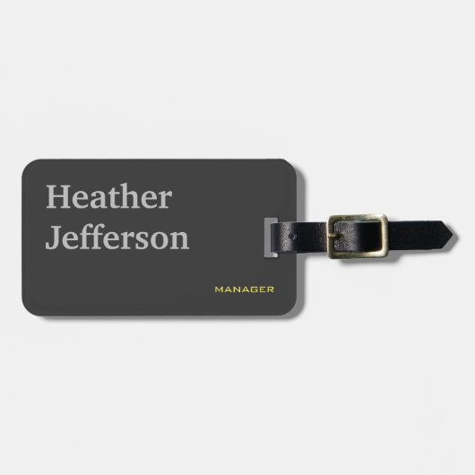 Trendy Stylish Gray Modern Minimalist Plain Bagagelabel (Voorkant horizontaal)