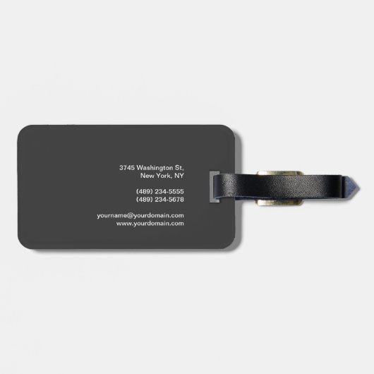 Trendy Stylish Gray Modern Minimalist Plain Bagagelabel (Achterkant horizontaal)