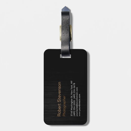 Trendy Stylish Gray Wood Company Name Bagagelabel (Achterkant verticaal)