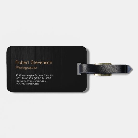 Trendy Stylish Gray Wood Company Name Bagagelabel (Achterkant horizontaal)