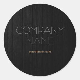 Trendy Stylish Gray Wood Company Name Ronde Sticker
