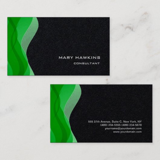 Trendy Stylish Green Black Modern Elegant Plain Visitekaartje (Voorkant / Achterkant)