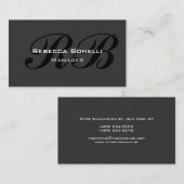 Trendy Stylish Grey Black Monogram Visitekaartje (Voorkant / Achterkant)