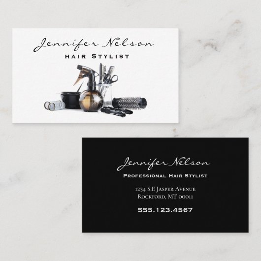 Trendy Stylish Hair stylist Salon Tools Beauty Visitekaartje (Voorkant / Achterkant)