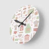 Trendy Stylish Kitchen Cooking Utiers Pattern Ronde Klok (Hoek)