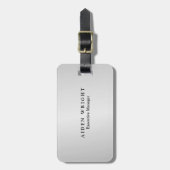 Trendy Stylish Modern Minimalist Silver Grey Bagagelabel (Voorkant verticaal)