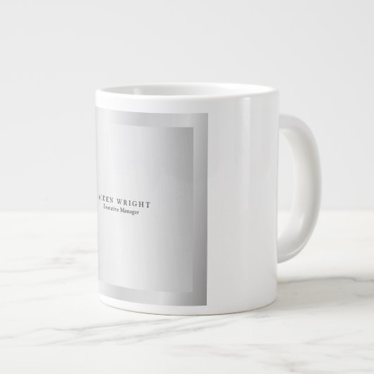 Trendy Stylish Modern Minimalist Silver Grey Grote Koffiekop (Voorkant rechts)