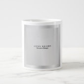 Trendy Stylish Modern Minimalist Silver Grey Grote Koffiekop (Voorkant)